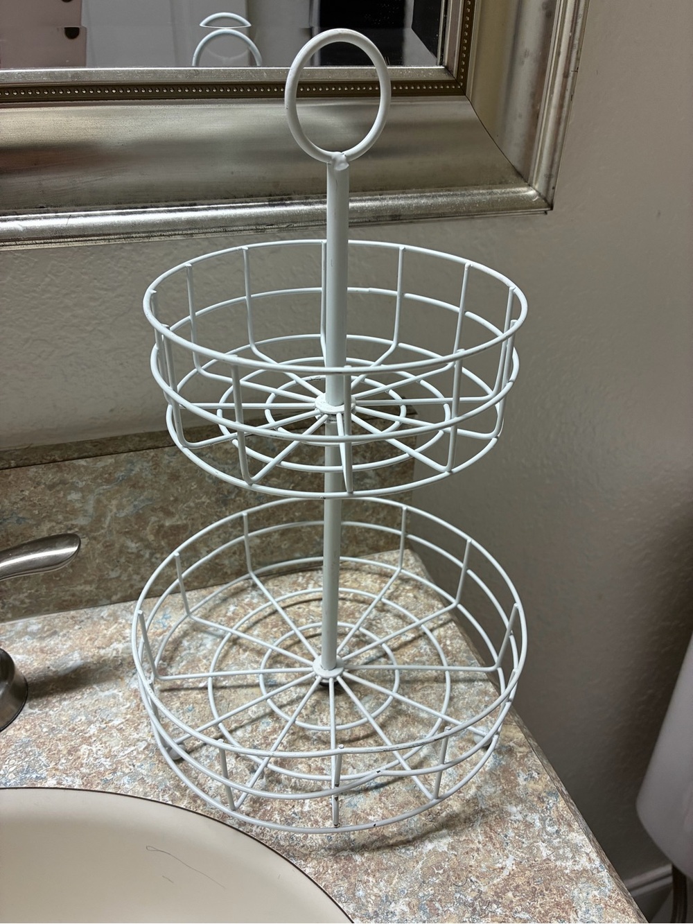 Two-Tier White Wire Countertop Organizer